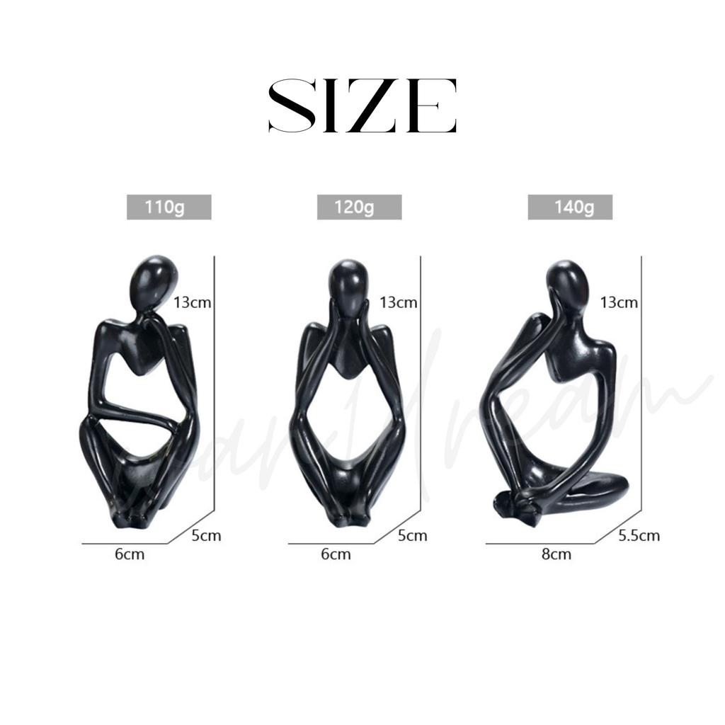 Thinking Style Human Figurine (Set of 3) - Abstract Art, Modern Interior Decoration, Stylish Compact Tabletop Figurine for Living Room, Entryway, or