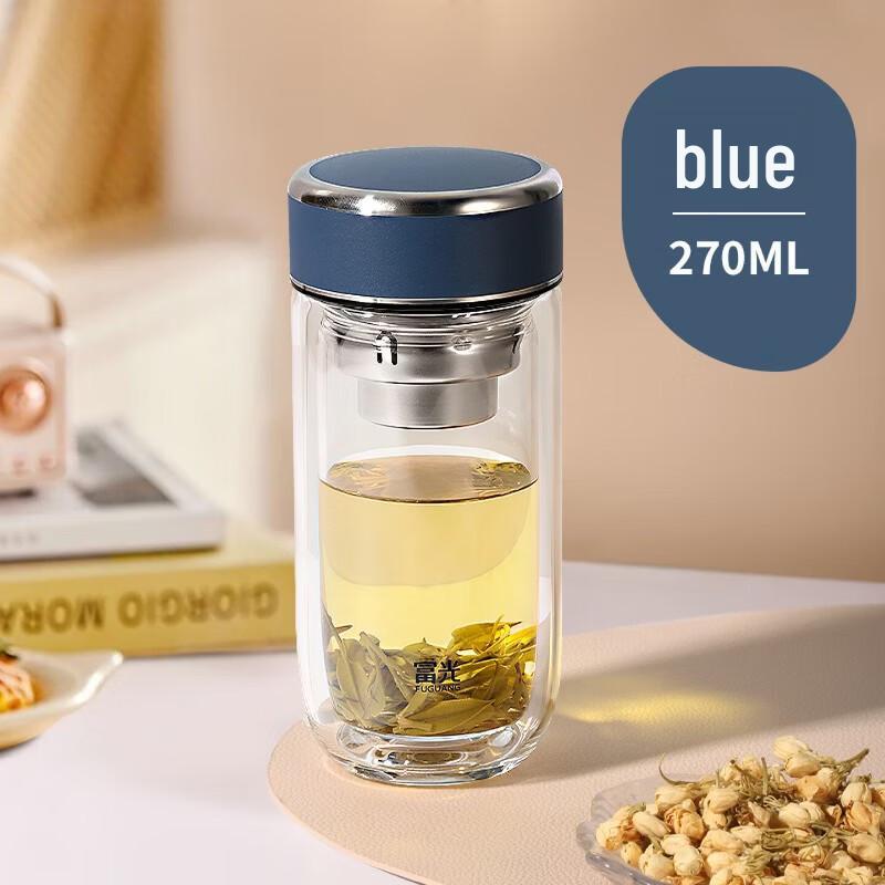 

FUGUANG Double-Wall Oval Glass Tea Infuser Bottle
