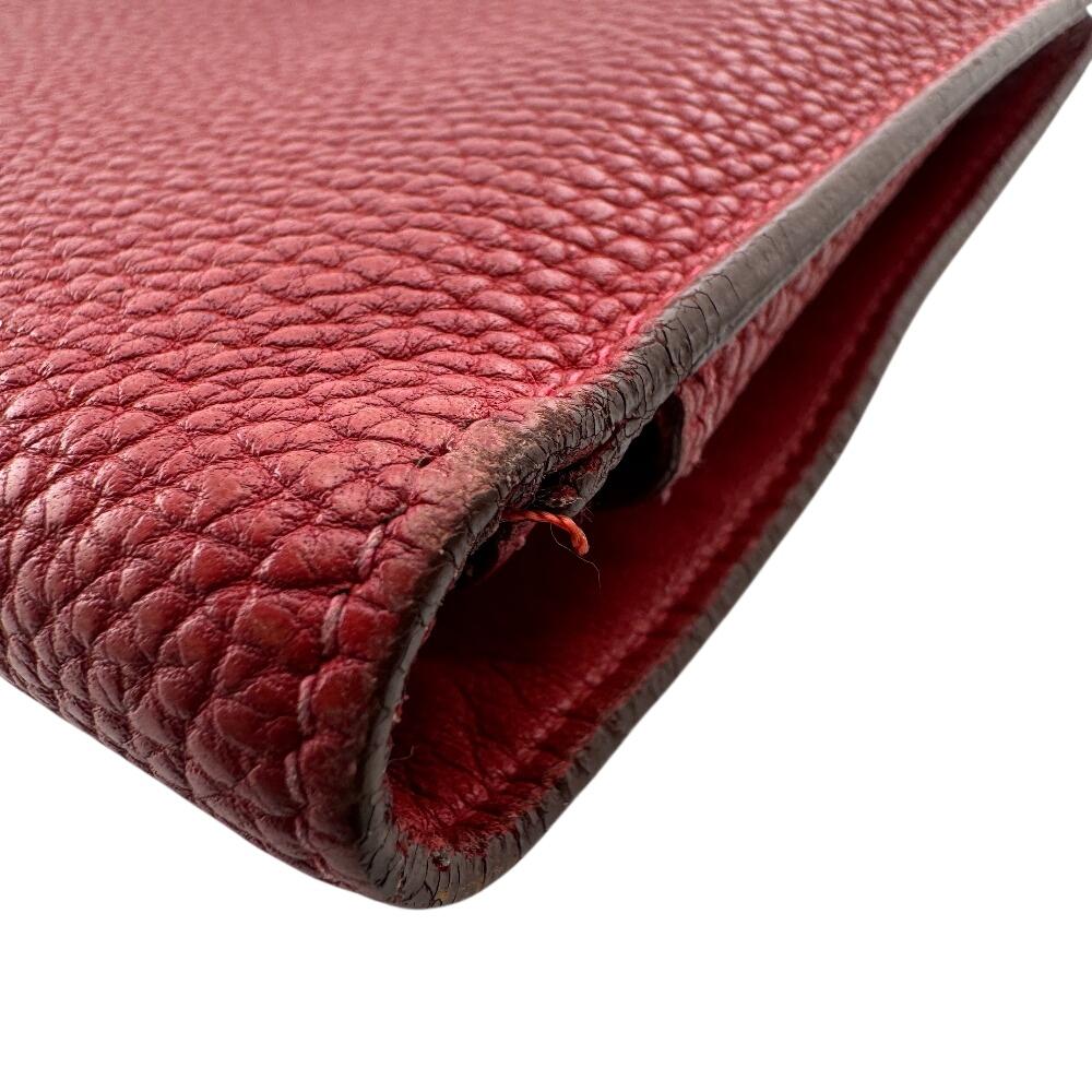 HERMES Bifold Wallet Taurillon Clemence Dogon GM Purse Red Taurillon Clemence Used