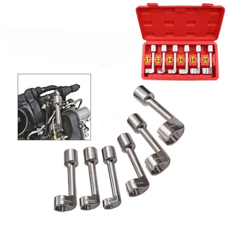 6pcs/set Diesel Fuel Injector Line Injection Socket Wrench Set Fuel Injection Pipe Socket Wrench for Car Repair Tools