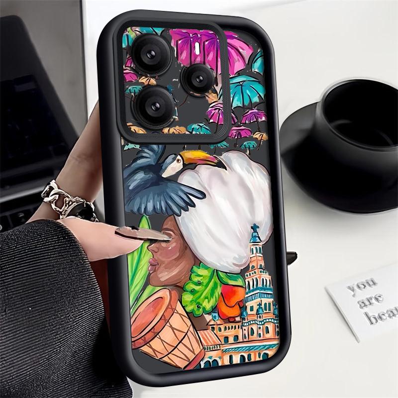 Tropical-style Toucan Pattern Case For Xiaomi Redmi Note 14 13 Pro 5G 4G 12 11 Funda Xiaomi 14T 13T 11T Pro Shockproof Bumper Silicone Cover