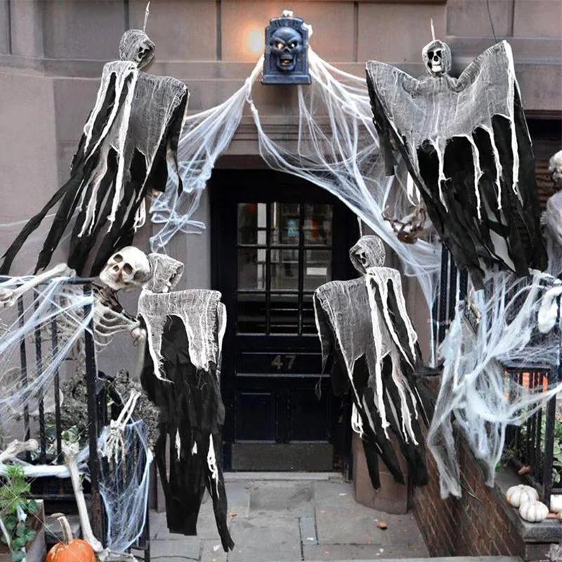 Halloween Hanging Ghost Skeletons Outdoor Decor Glow in the Dark Haunted House Props Scary Party Yard Decoration Supplies