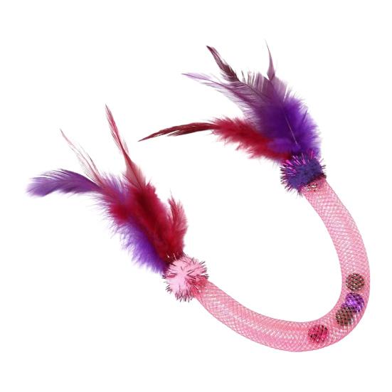 Cat Teaser Spring Toy with Bell Interactive Stretchable Spring Tube Cat Feather Toy for Indoor Cats Kittens Exercise Chewing Swatting Biting