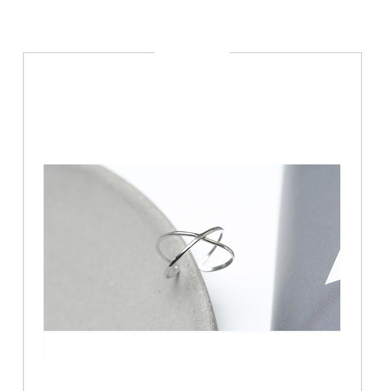 Double-Line Criss-Cross Adjustable Pure Silver Finger Ring for Women