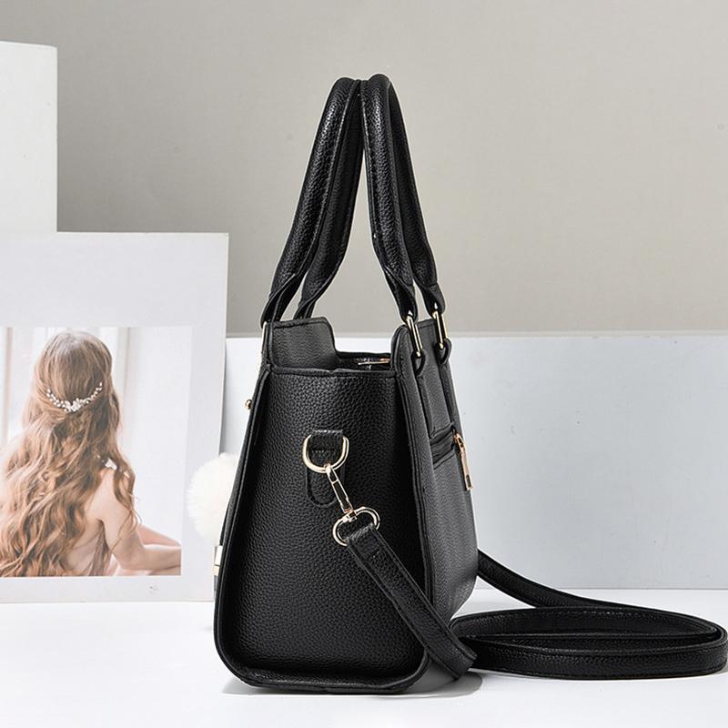 2 Stück Neue Handtasche mit großem Fassungsvermögen PU Wasserdichtes Mehrfach-Reißverschlussfach Schultertasche Temperament Pendler Vielseitig Pompon-Anhänger Umhängetasche