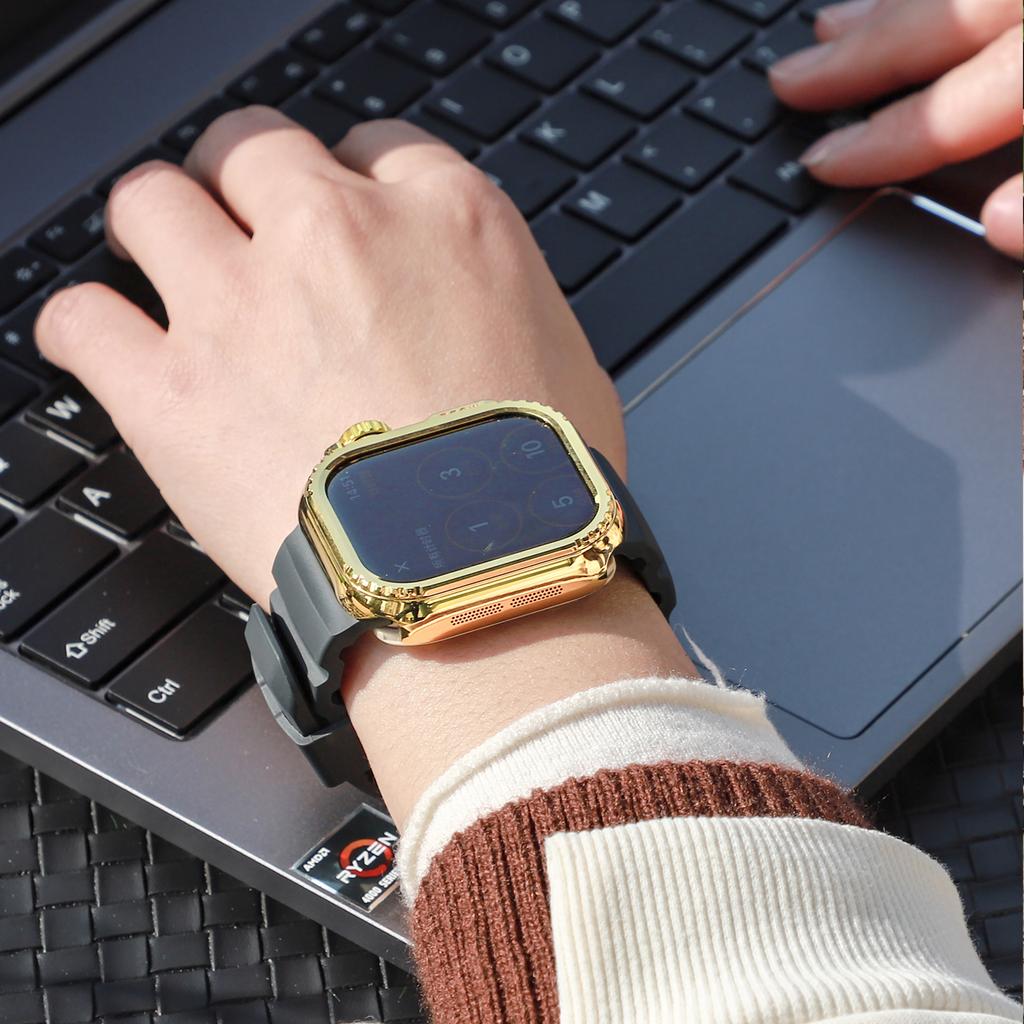 Fluorubber Band For Apple Watch Series 10 Ultra 9 8 7 SE 6 5 4 3 2 1 46mm 49mm 45mm 44mm 42mm Watch Straps