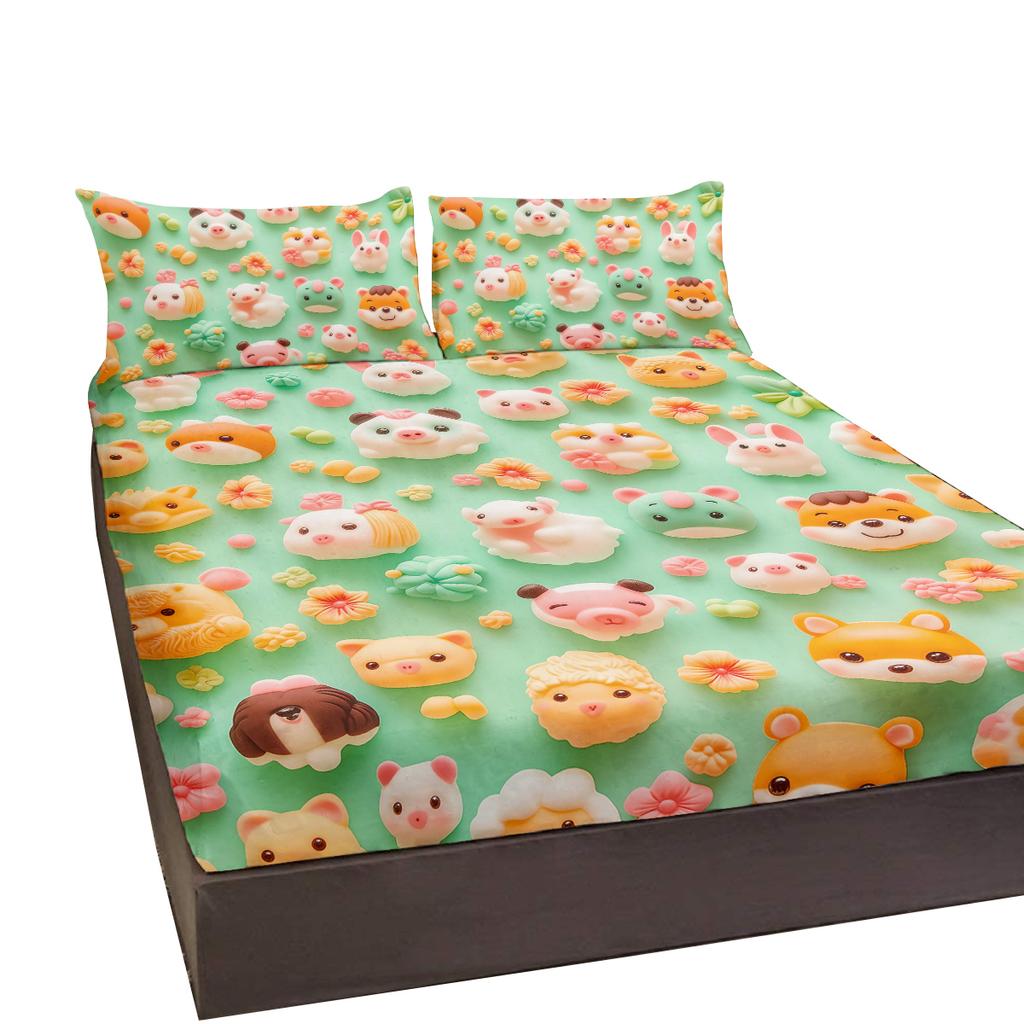 3-Piece Bed Set Of Silicone Animals With 2 Pillowcases, Suitable For Living Room And Bedroom (Decoration, Children'S Day)