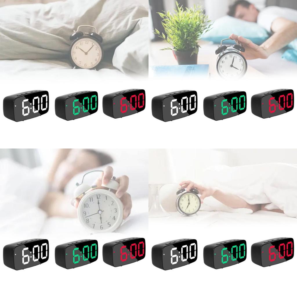 Design Led Electronic Clock With 24 Hour Display And Mirror Surface For Desk Decor