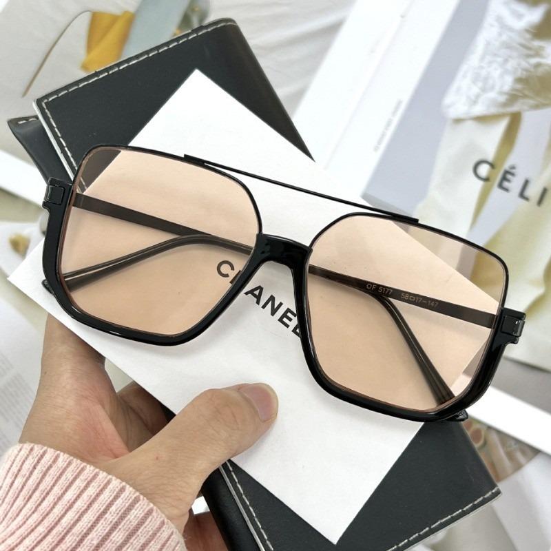Women's oversized square metal half frame glasses - summer and street pography glasses for women