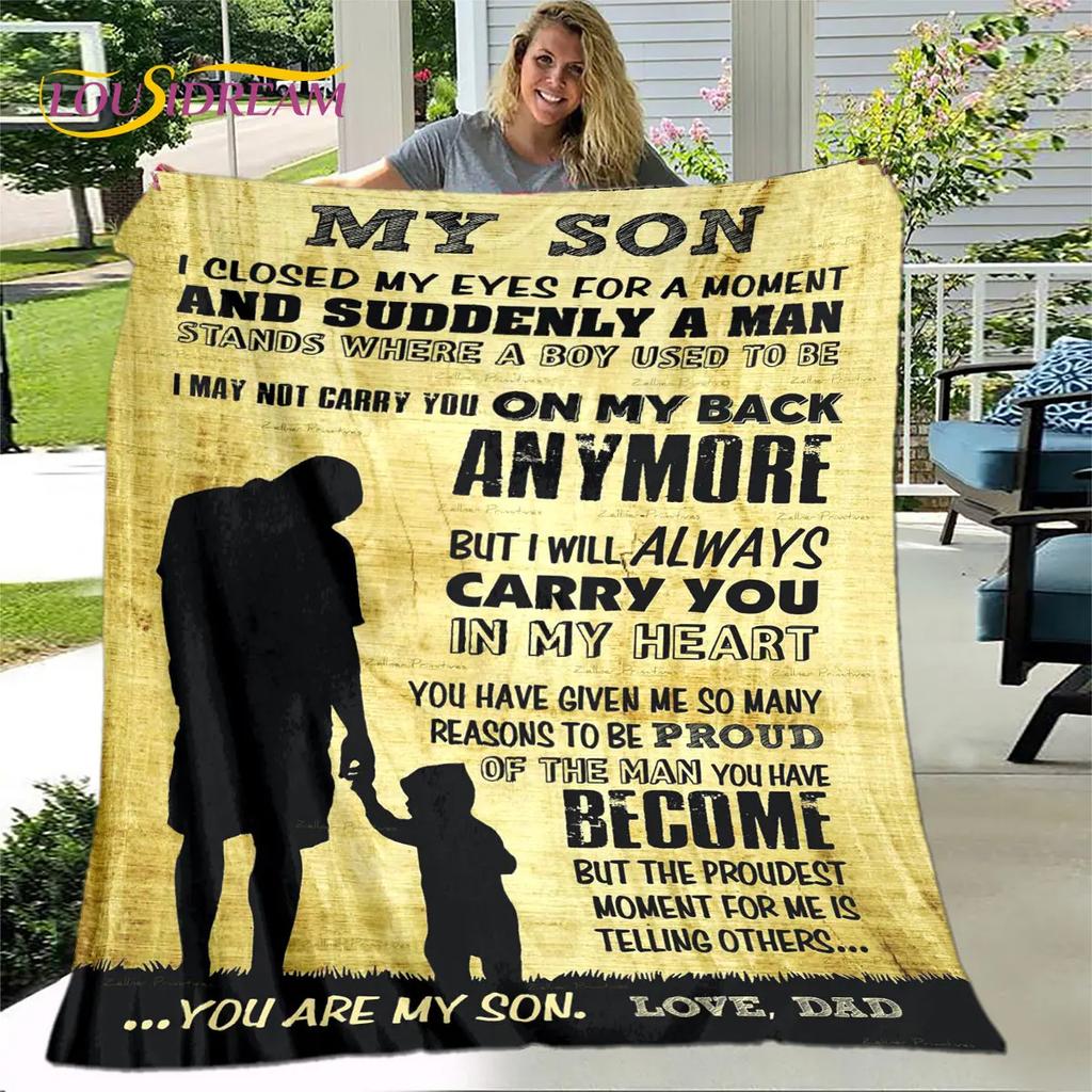 To My Son Plush Lion Wolf Dragon Eagle Quilt Blanket,Flannel Blanket Throw Blanket for Living Room Bedroom Bed Sofa Gift for Son