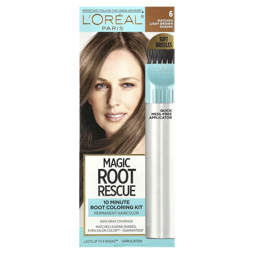 L'Oréal, Magic Root Rescue, Kit de coloration des racines en 10 minutes, 6 châtain clair, 1 utilisation