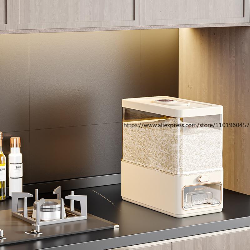 Nádoba na skladování rýže pro domácnost, potravinářská, vzduchotěsná dóza na rýži, ochrana proti hmyzu a vlhkosti, nádoba na skladování suchých zrn