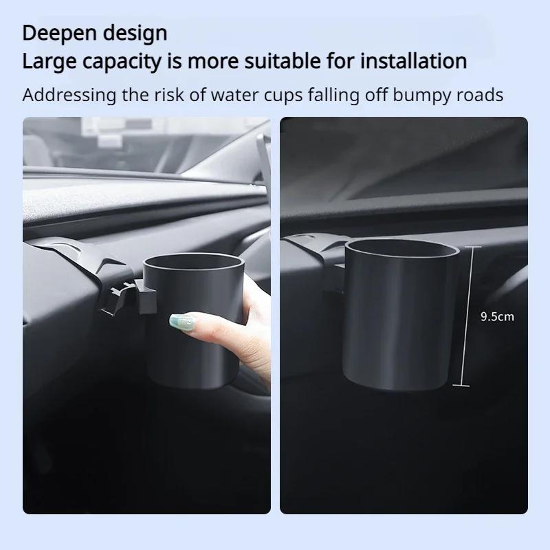 Car Cup Holder for Tesla New Model 3/Y 2025, Dashboard Drink Holder Co-Pilot Beverage Storage with Hidden Design
