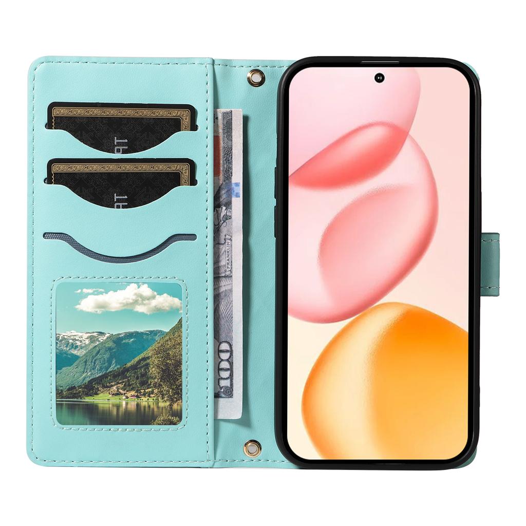 For Honor 400 5G (Global) Lommeboketui Rombe Skinn Telefondeksel med Stropp