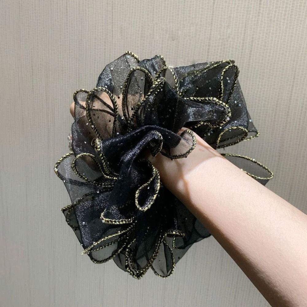 Starry Sky Large Hair Band High Elastic Bubble Hair Rope Flower Bud Headdress For Women Girls