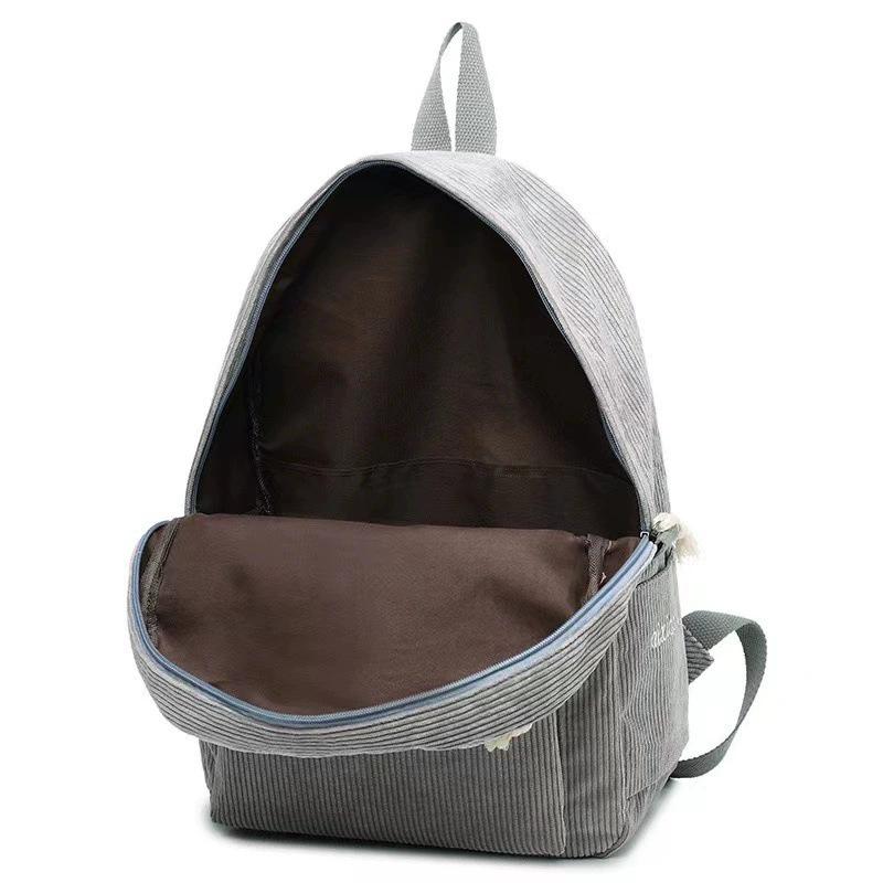 Women Corduroy Backpack Large Capacity Casual School Bag Lightweight Travel Daypack College Bookbag with Front Pocket