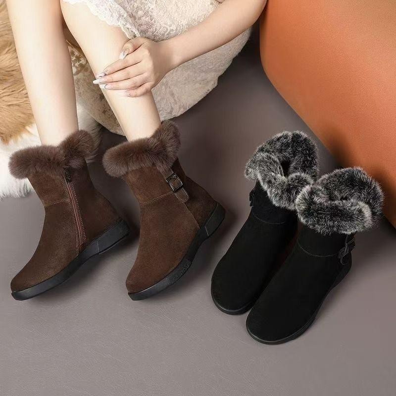 Women's Lightweight Comfortable Cold Warm Padded Snow Boots Non-slip Wear Outdoor Leisure Sports Furry Mouth Cotton Boots