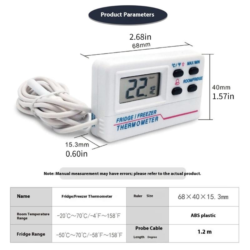 LCD Display Freezers Thermometers with ±1°C Accuracy Magnetic Mounting Strong Plastic for Home Commercial Use