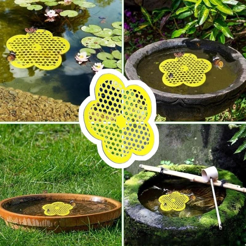 4PCs Floating Bees Watering Stations Platforms Garden Decoration Safe Landing Pads For Butterflies Pollinators In Pond