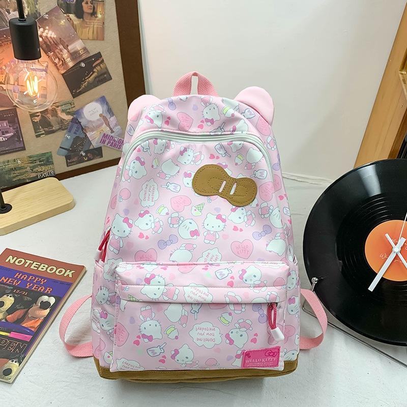 High-value Japanese campus backpack, sweet schoolbag, cute trendy bow ears, cash large-capacity backpack.