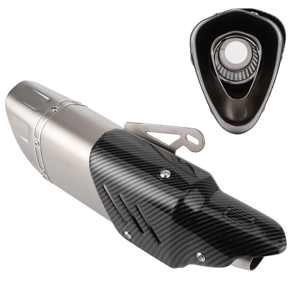 Motorcycle Exhaust Tip Rear Muffler Tailpipe Carbon Fiber Style Stainless Steel W Cover