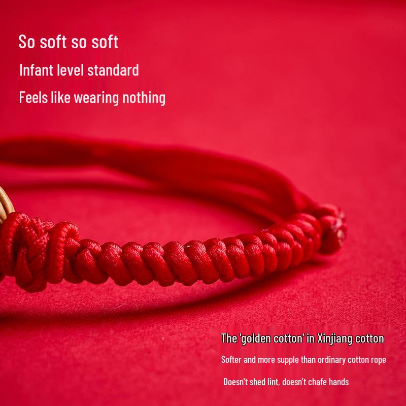 Wild Peach Wood Baby Amulet Bracelet: Soothing Red String with Peach Pit for Benmingnian & Pregnant Women.