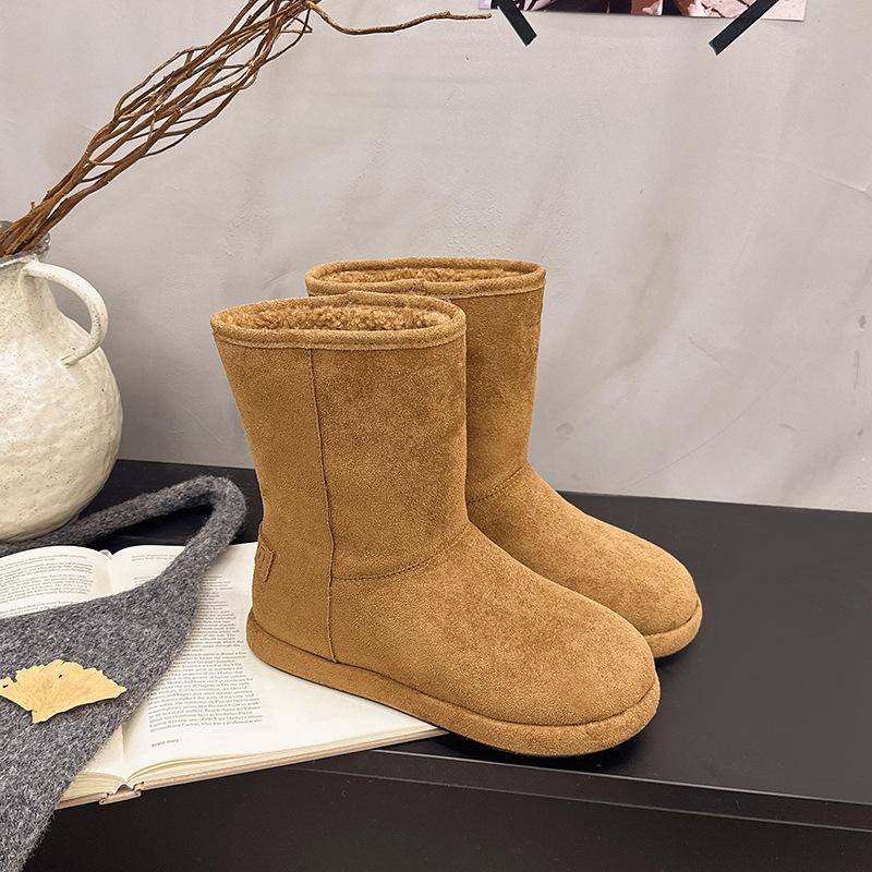 Women's lightweight comfortable thick sole cold warm padded snow boots non-slip wear outdoor sports mid-calf cotton boots