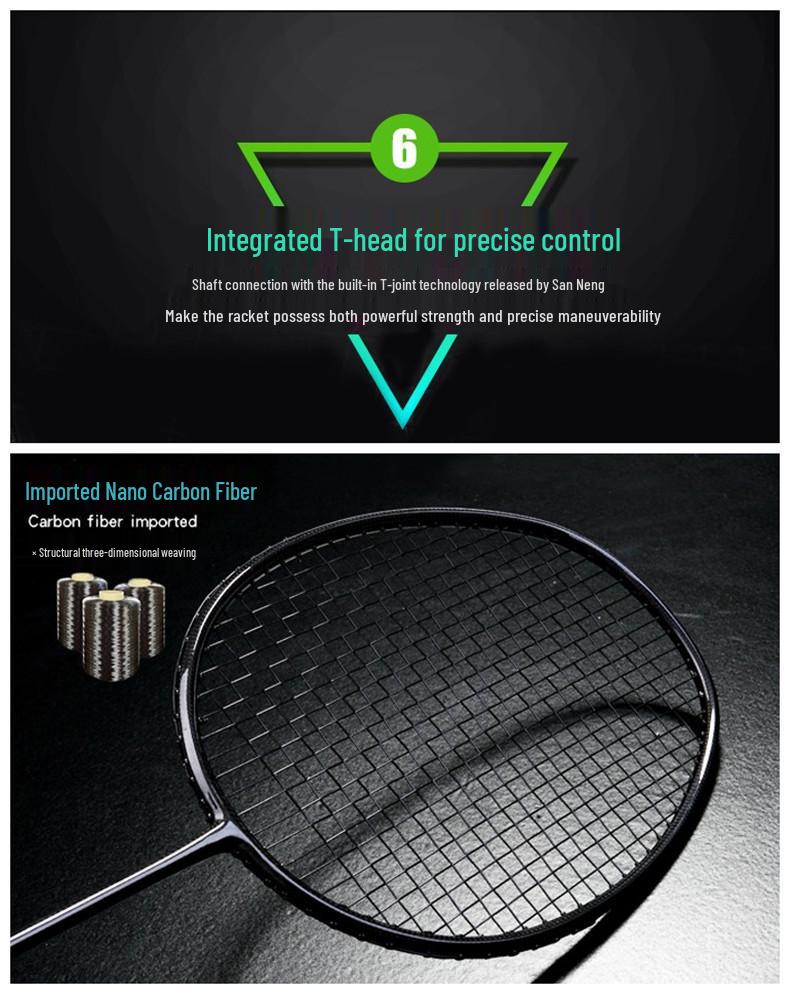 Ultra-Light 4U Full Carbon Badminton Racket - Woven Weave, Black, for Men & Women Adults