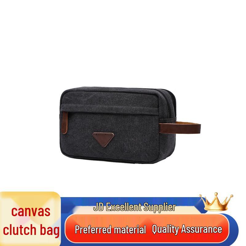 Men s Casual Canvas Clutch Pouch чёрный