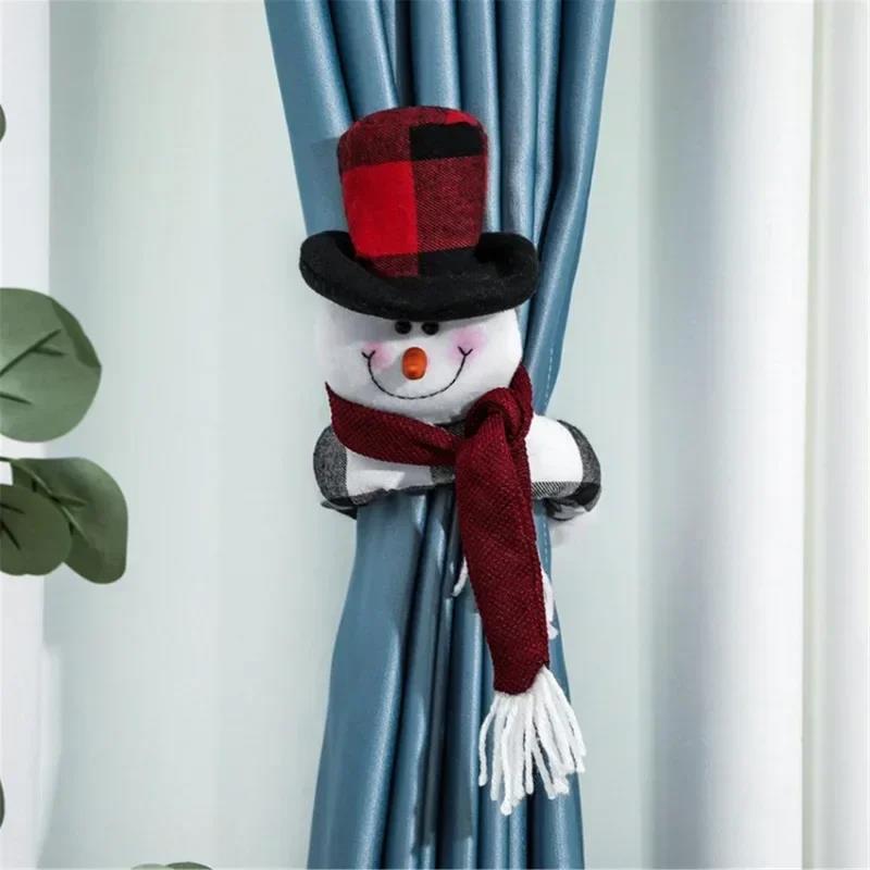 Decorations Christmas Curtain Buckle Santa Claus Snowman Decoration Window