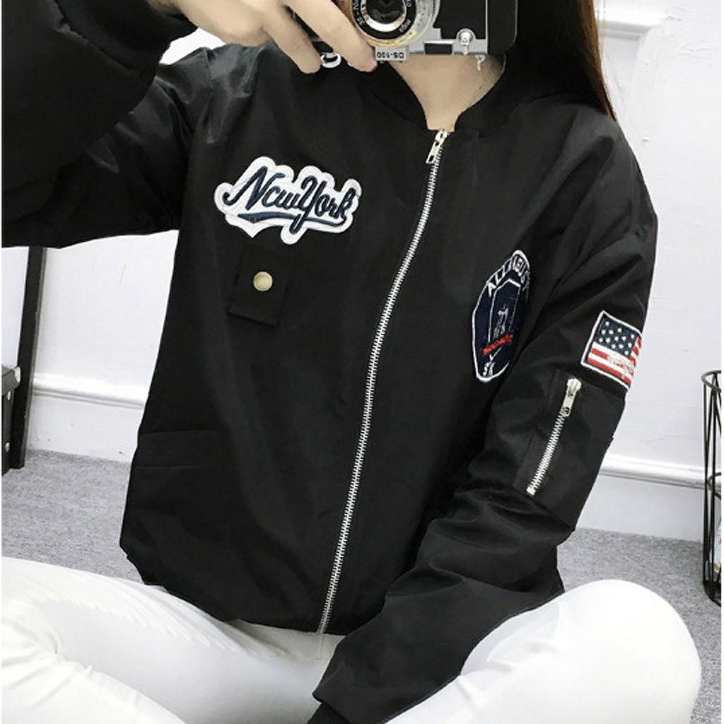 Women Casual Fashion Baseball Jacket Long Sleeve  Jacket