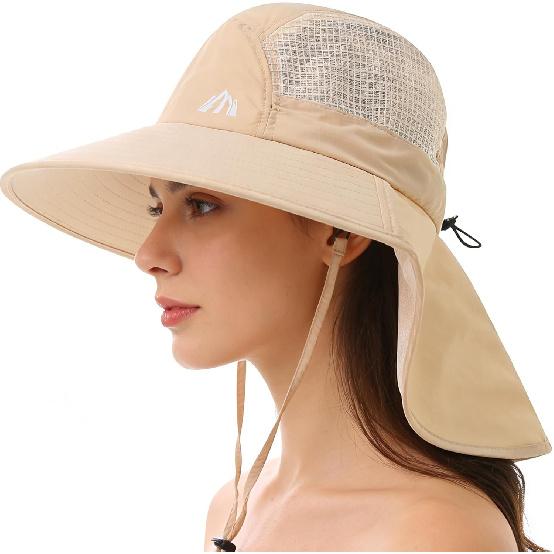 LMLALML Womens Sun Hats Hiking Fishinghat Wide Brim UPF 50+ UV Protection Gardening Hats with Large Neck Flap