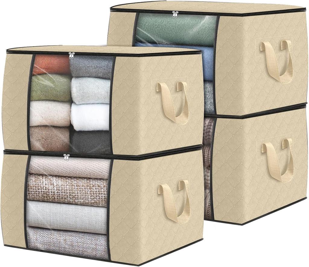 Fab Totes Storage Bags,Clothes Blanket Storage Bins Foldable Closet Organizers with Reinforced Handle for Home Dorm Storage and Organization