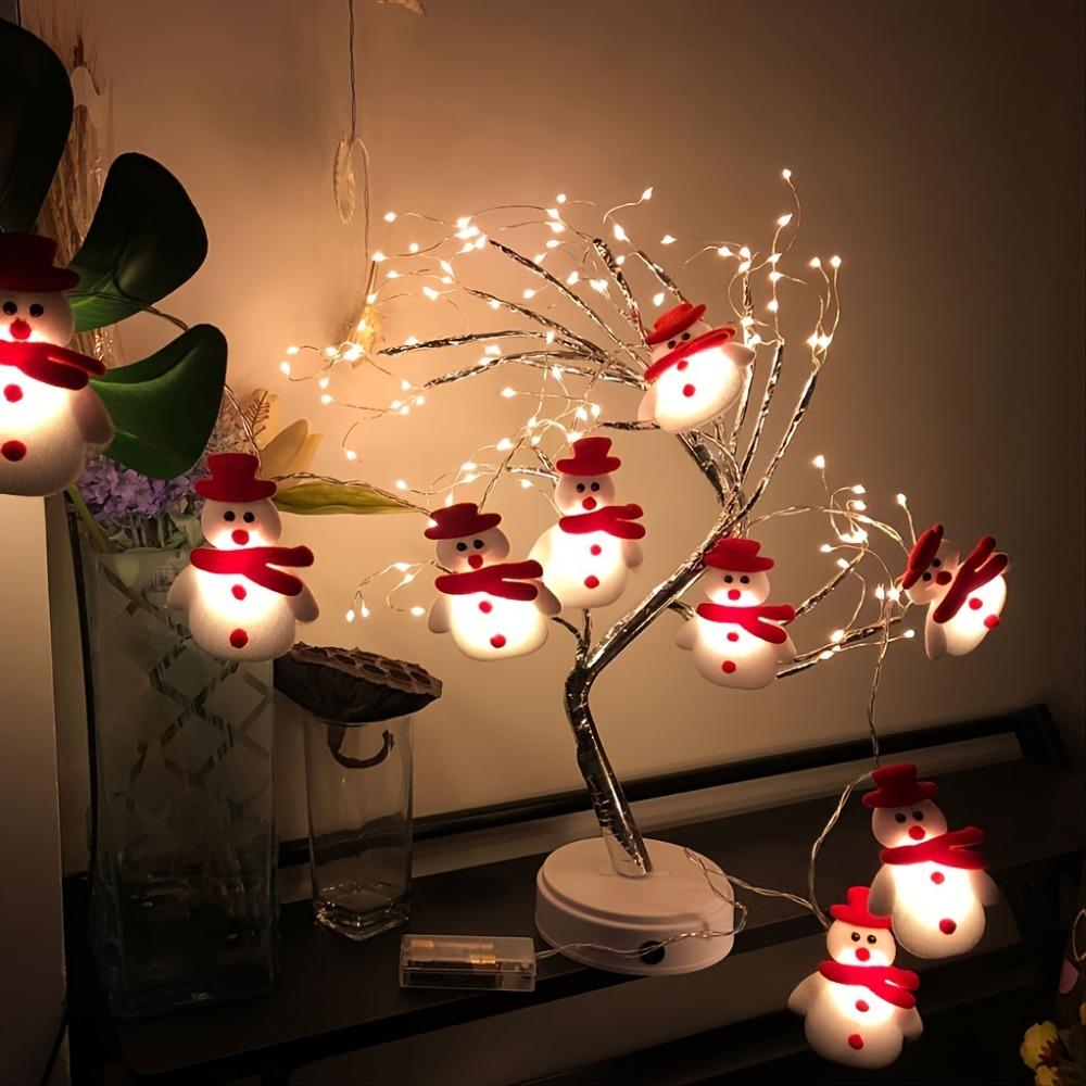Christmas String Lights Set with 20 LED Plush Snowman Light Waterproof for Tree Home Christmas Party Decor 1.65/3 Meters