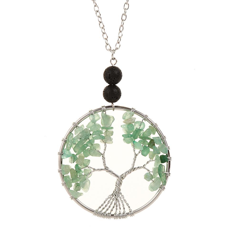 Natural Stone Crystal, Aromatherapy Volcanic Stone Pure Hand-Wound Gravel Tree Root Life Tree Necklace N14