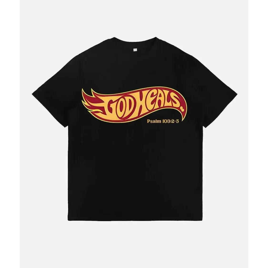 Unisex Christian God Heals T-Shirt - Heavyweight Pure Cotton, Vintage Retro Si M