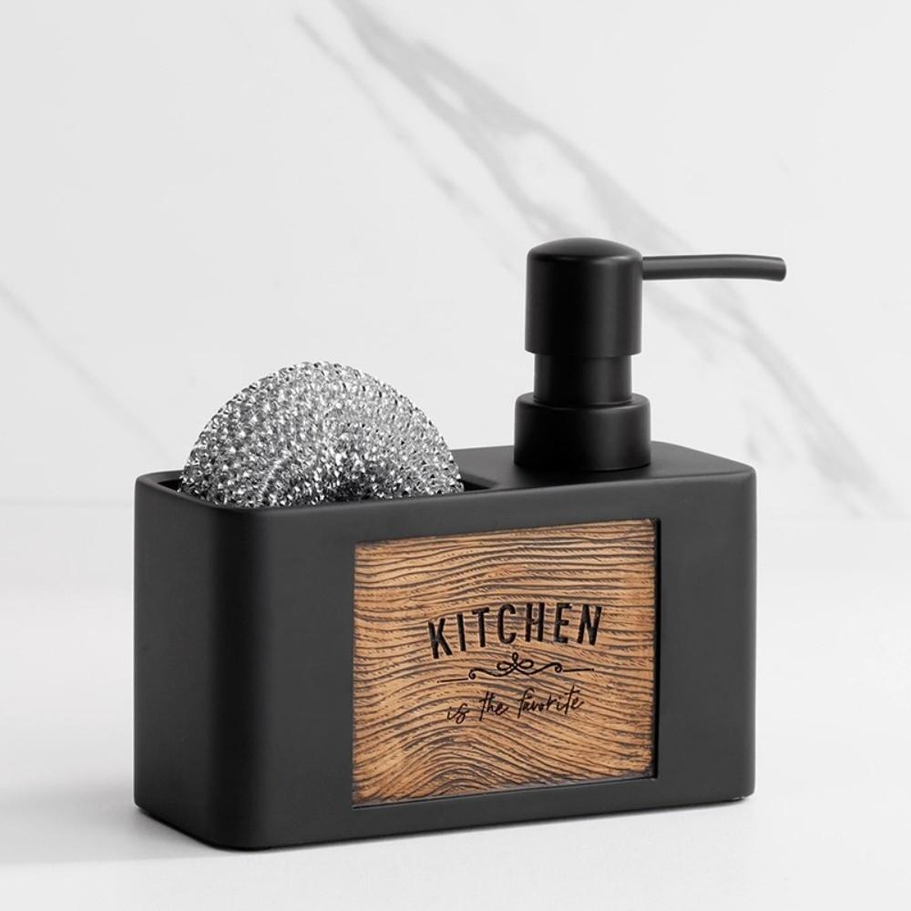 with Sponge Holder Kitchen Soap Dispenser Refillable Bathroom Hand Wash Bottle Restaurant