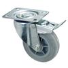 WOLFPACK PROFESSIONAL LINE - Gray Rubber Industrial Wheel Plate with Brake 80mm
