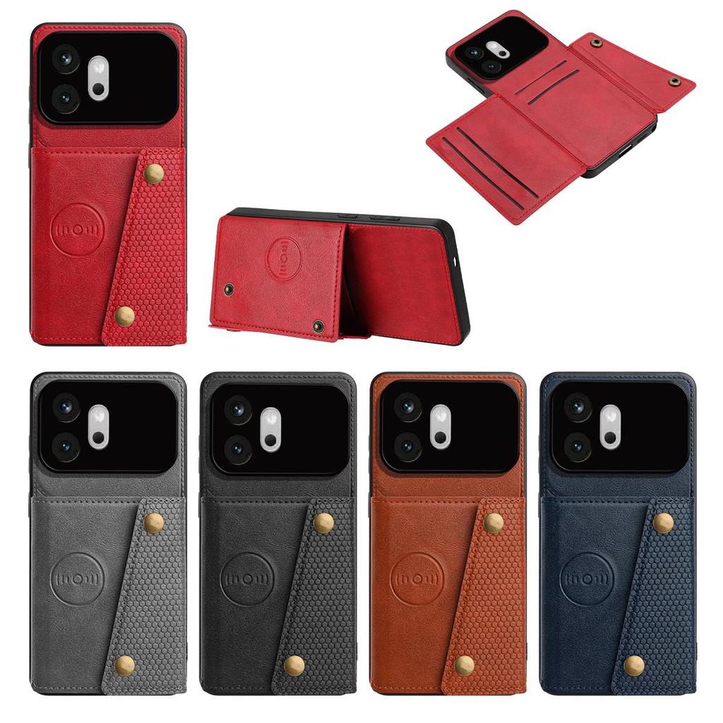 Vintage Leather Card Holder Phone Case for HONOR 600 Card Pockets Dual Snap Buttons Flip Wallet Shell
