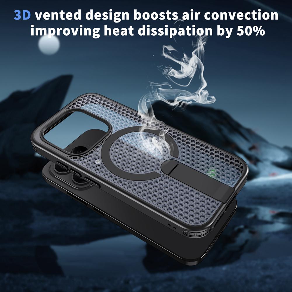 KEYSION Hollow Heat Dissipation Magnetic Case for MagSafe for Xiaomi 17 Cooling Hide Stand Shockproof Phone Cover for Xiaomi 17