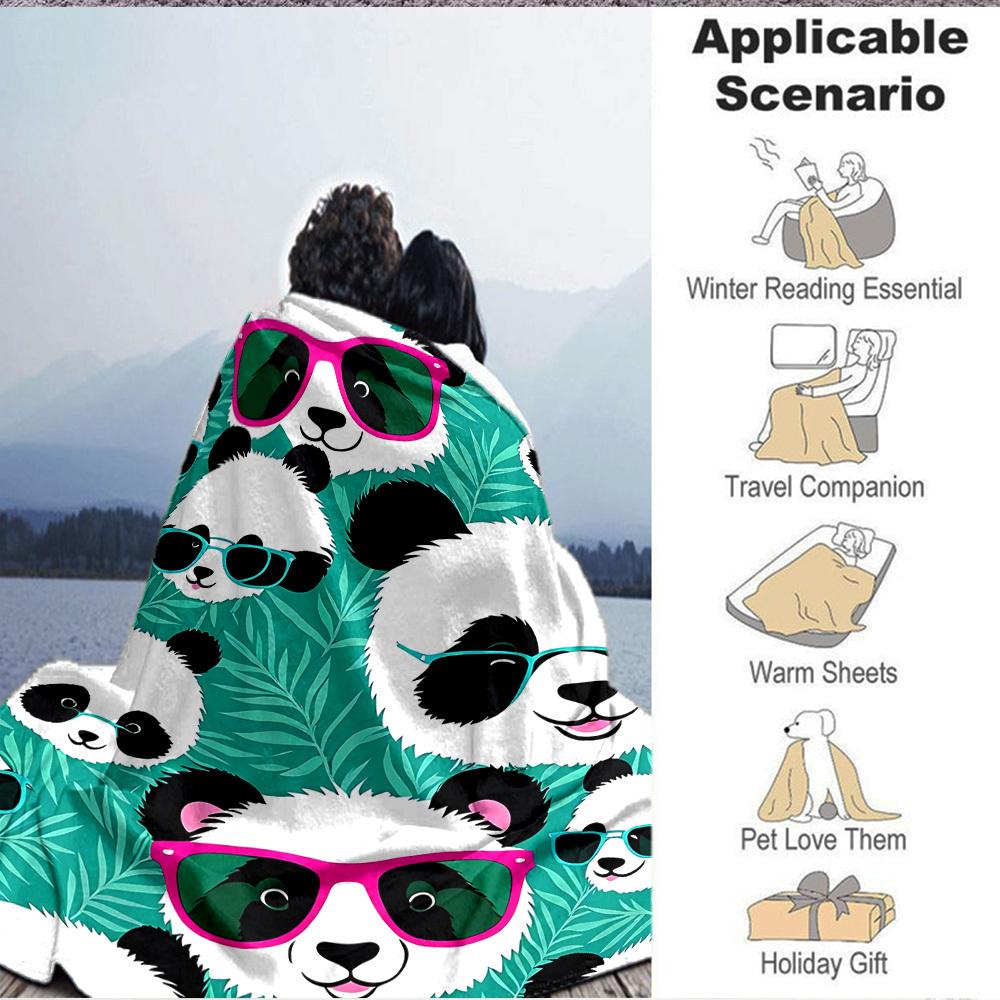 1pc Panda, Sunglasses Blanket Warm, Cozy, And Soft, Suitable for Sofas, Beds, Cars, And Office Use.Perfect for Camping And Travel, Making It a Great G