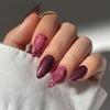 Press On Nail Almond Shaped Fake Nail Glossy Stick On Nail Natural Full Cover False Nail Acrylic Glues On Nail for Women