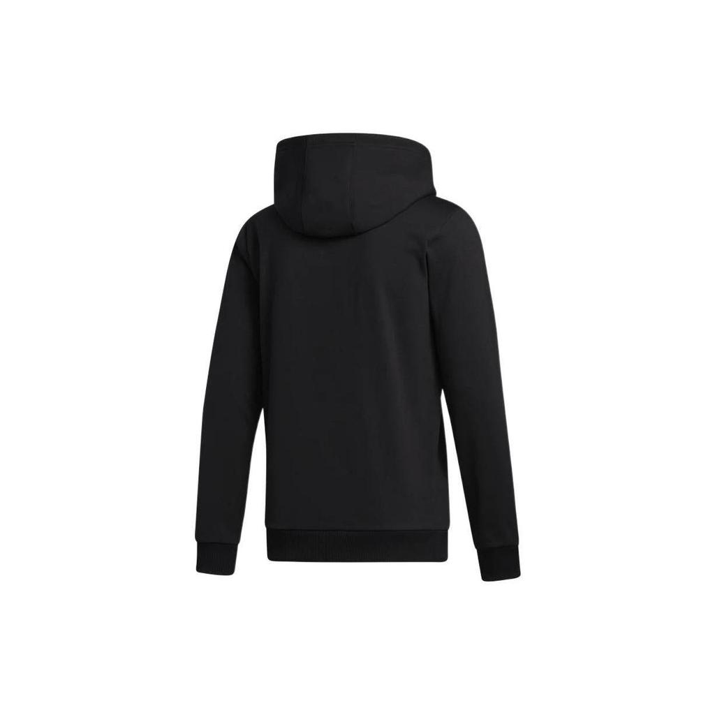 Adidas Classic Logo Print Drawstring Hoodie, Men Daily Outdoor Sports Casual Long Sleeve Sweatshirt Black GH6663