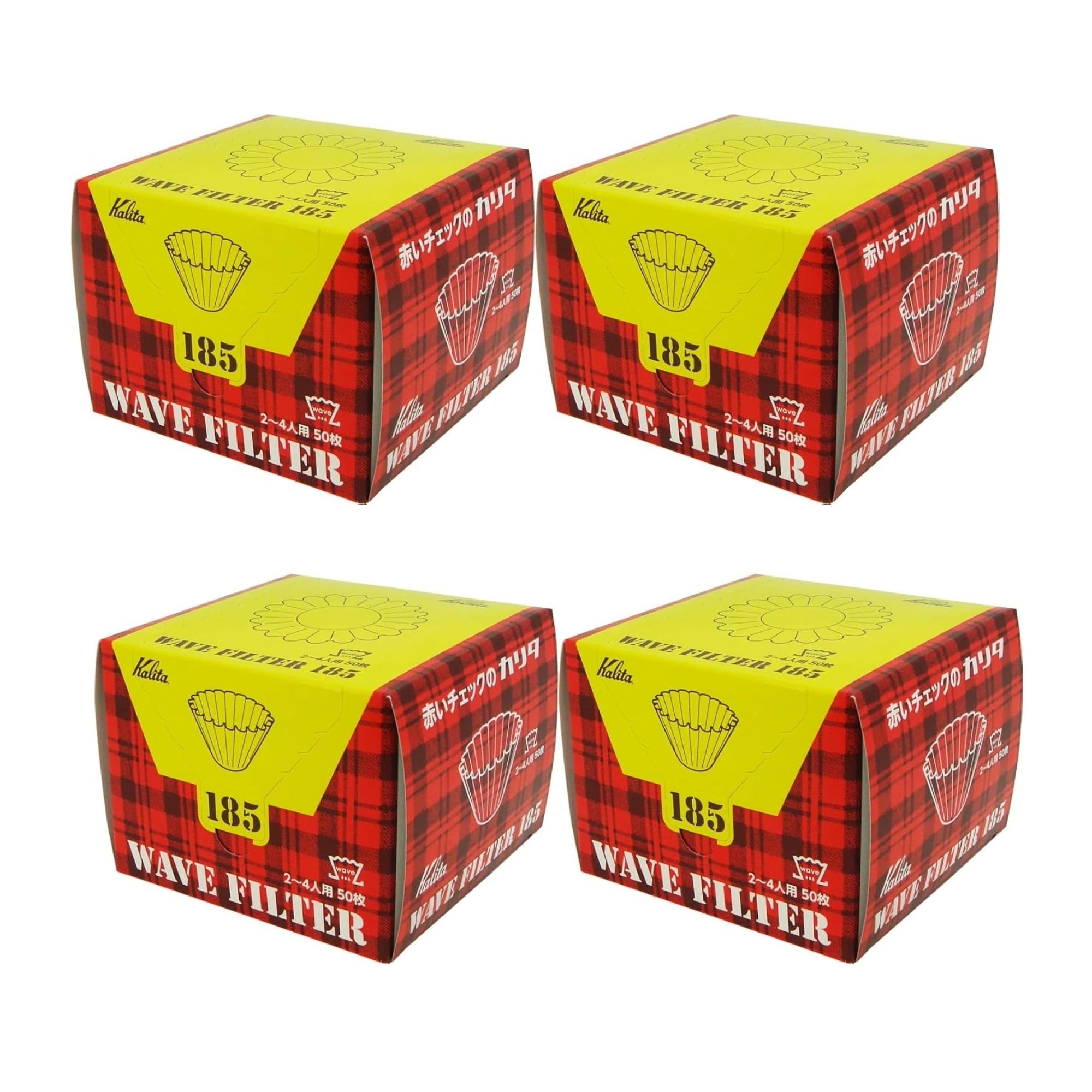 

Kalita Wave Filter 185 50 filters x 4 boxes Large capacity stock set filters Dedicated paper coffee filters KWF-185 (2-4 servings) (200 total) чорний