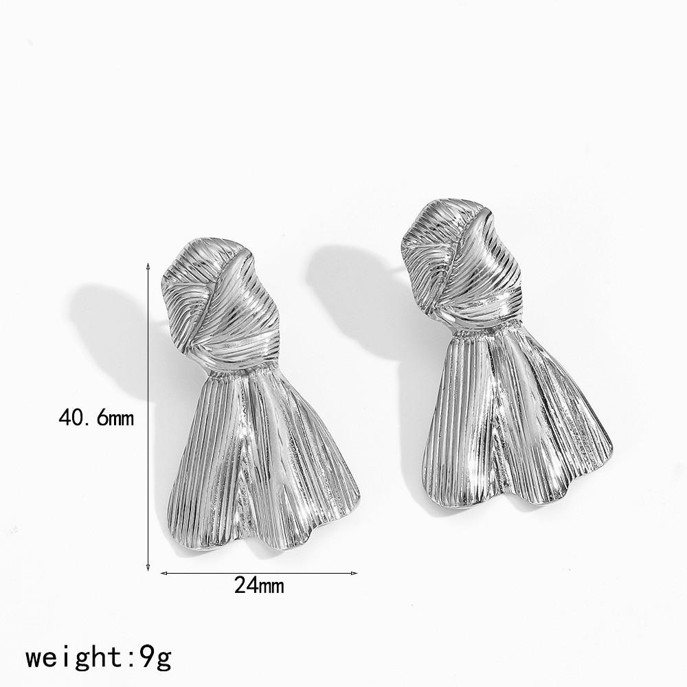 Gothic Style Vintage Bow Earrings In Stainless Steel For Women With Unique Art Elements Silvery