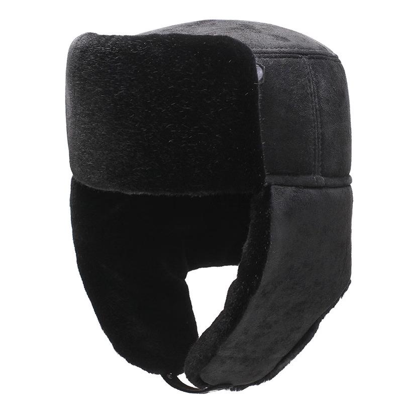 Мужская зимняя шапка Lei Feng ZHENYUEQI из замши с плюшем и ушками