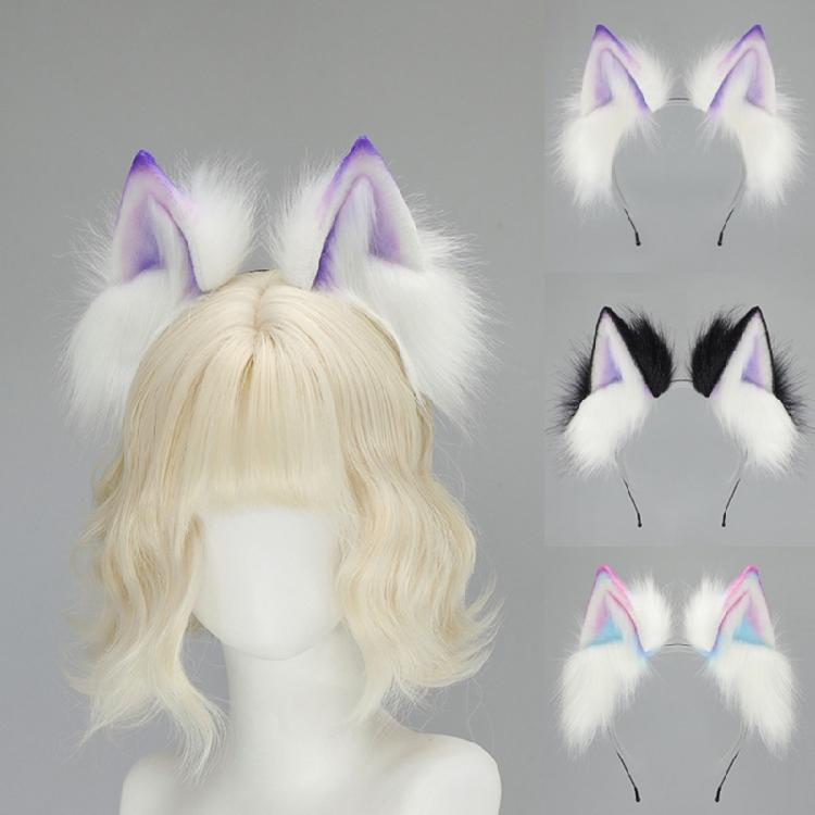 Gradients Color Plush Cats Ear Hairband Comfortable Adjustable For Anime Cosplays Halloween Costume Event Daily Style