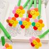 2Pcs Sunflower Gel Pen with Soft Silicone Grip Cute Smile Face