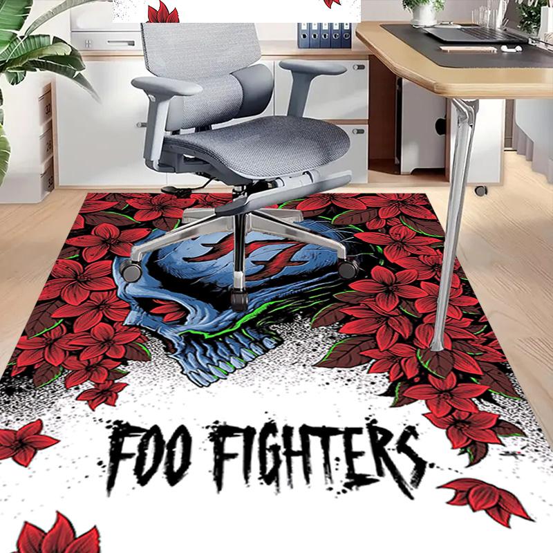 Foo Fighters Floral Skull Design Carpet For Playroom Bedroom Living Room Sofa Home Decorkids Game Area Rug Nonslip Floor Mat
