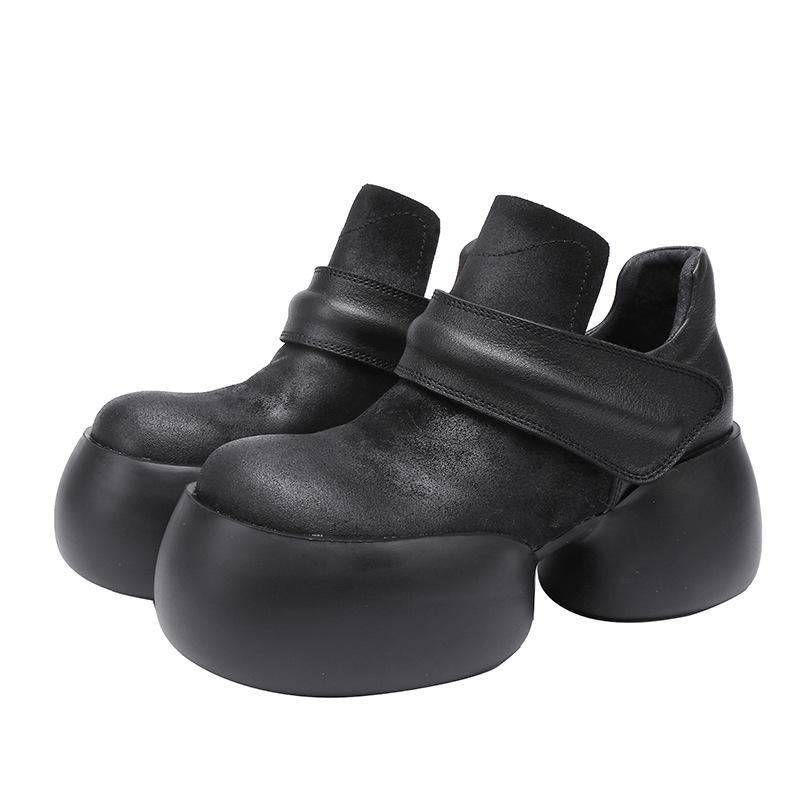2024 Autumn/Winter Women's Retro Handmade Thick-Soled High-Top Leather Shoes